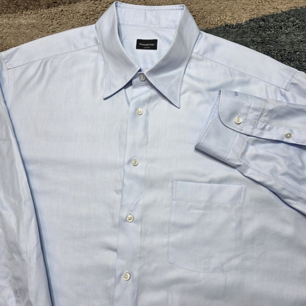 Ermenegildo Zegna Su Misura Light Blue Cotton Dress Shirt XL